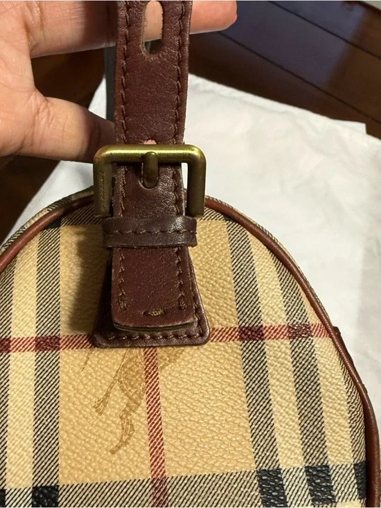 Auth. Vintage Burberry London Nova Check Barrel Baguette Bag Y2K Plaid Tan - Picture 7 of 10